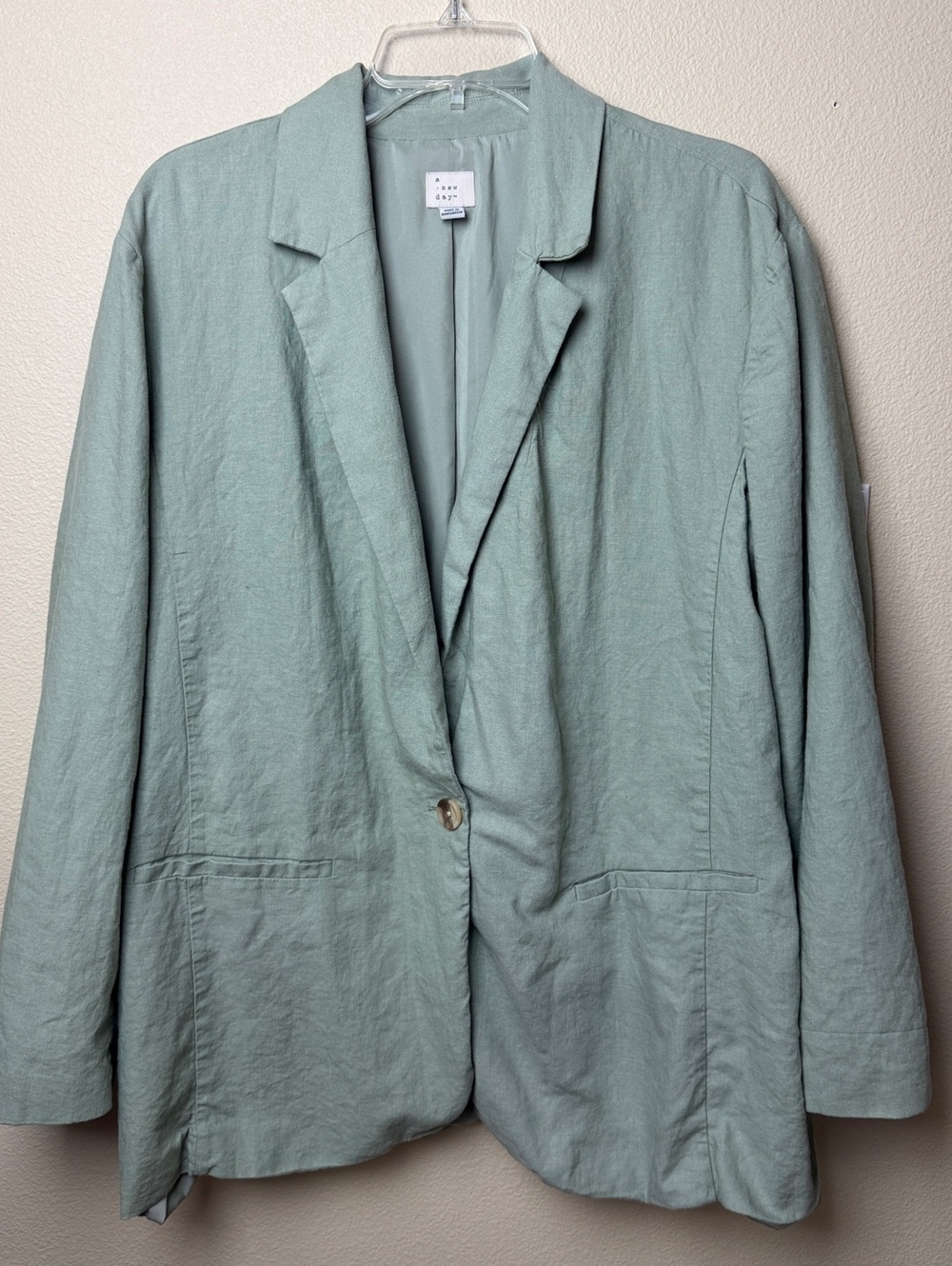 A New Day Sage Linen Blazer Jacket NWT